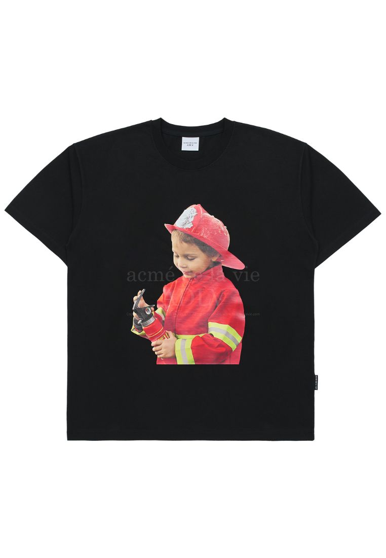 Baby Face FIREFIGHTER BOY Short Sleeve T-Shirt Black