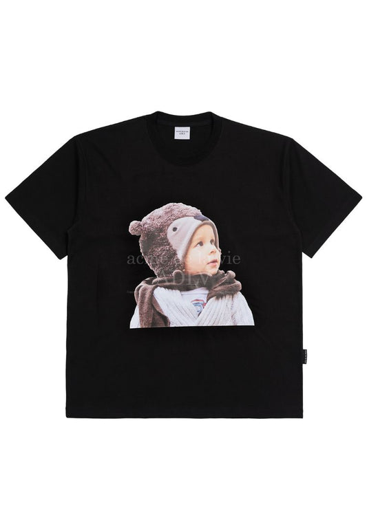 Baby Face BEAR MUFFLER BOY Short Sleeve T-Shirt Black