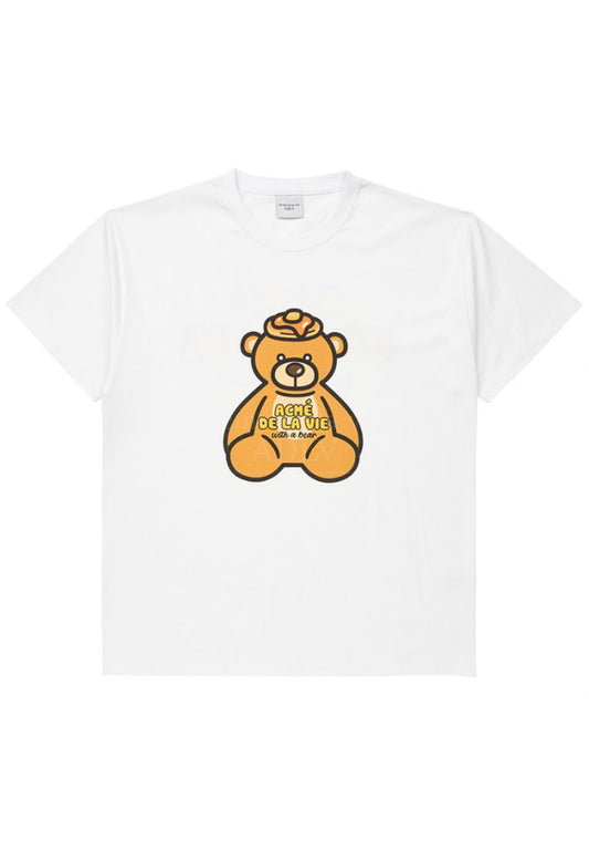 PANCAKE BEAR Short Sleeve T-Shirt White