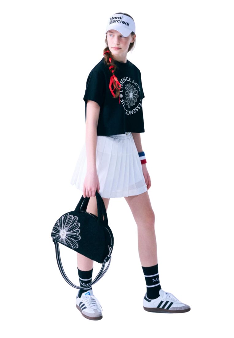 Crop Tshirt Actif Emblem Black Ivory