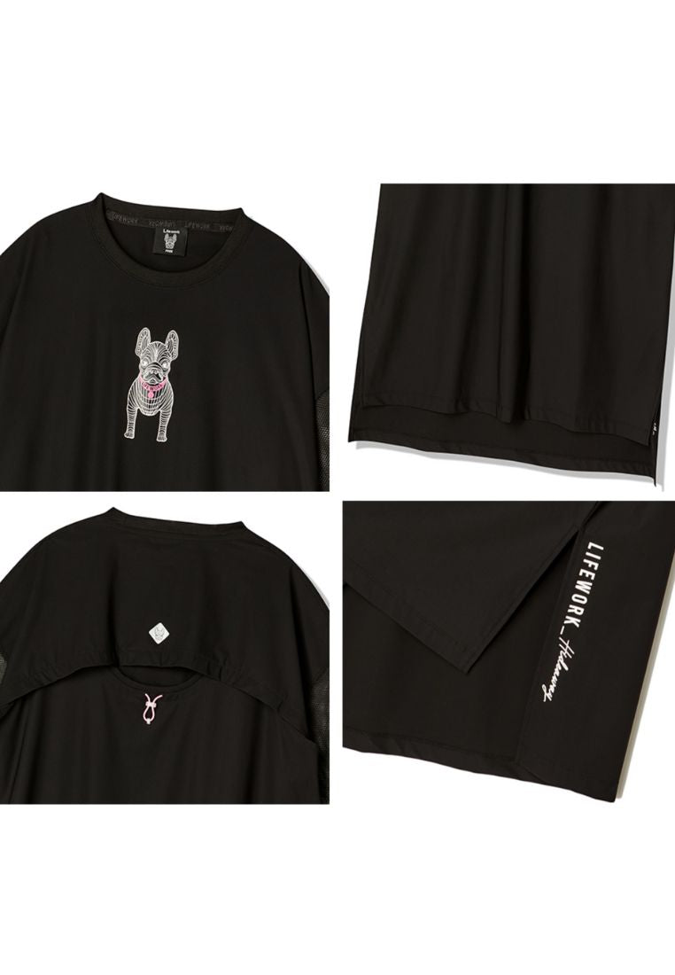 Venturi Mesh Sleeve Short Sleeve One Piece Black