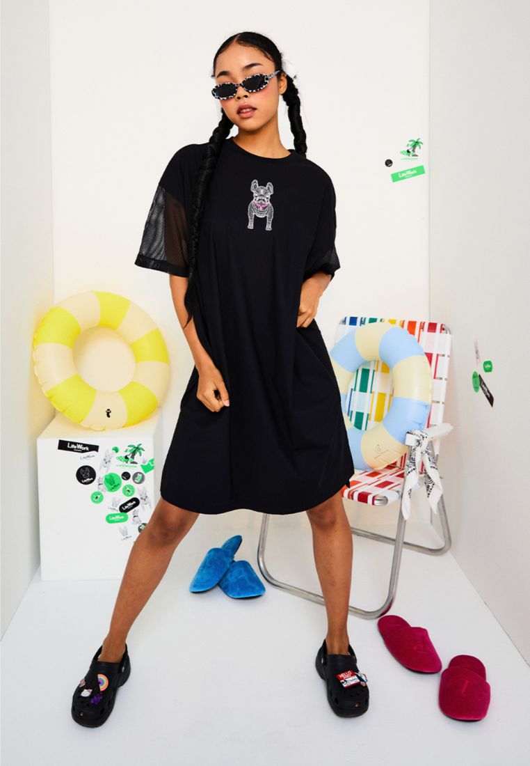 Venturi Mesh Sleeve Short Sleeve One Piece Black