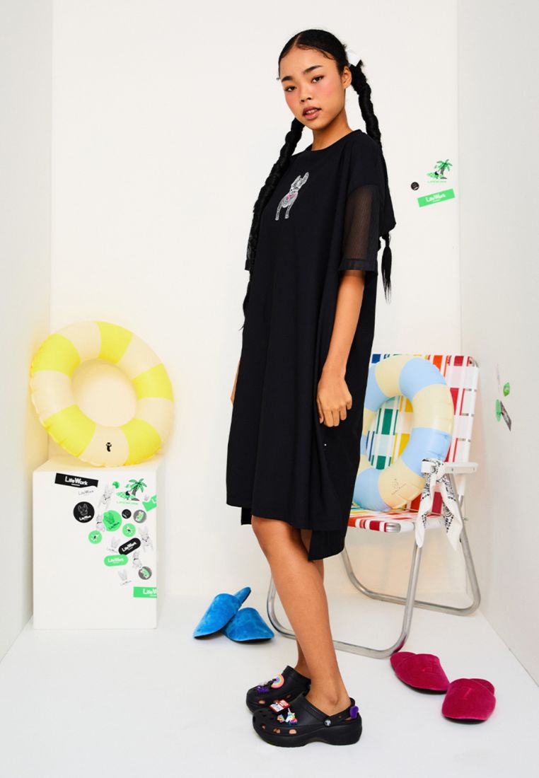 Venturi Mesh Sleeve Short Sleeve One Piece Black