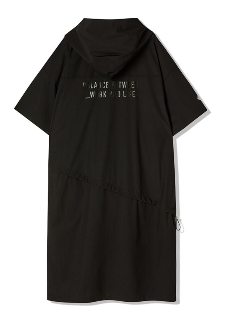 Venturi Slit Layered Hoodie One Piece Black