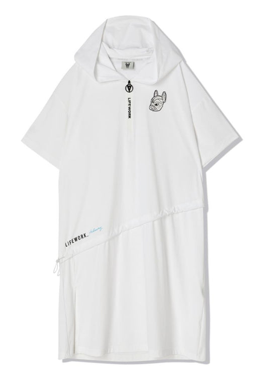 Venturi Slit Layered Hoodie One Piece White