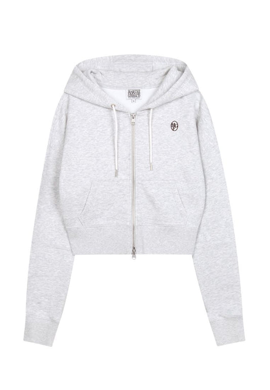 W Circle Logo Crop Hoodie Zipup Light Heather Gray