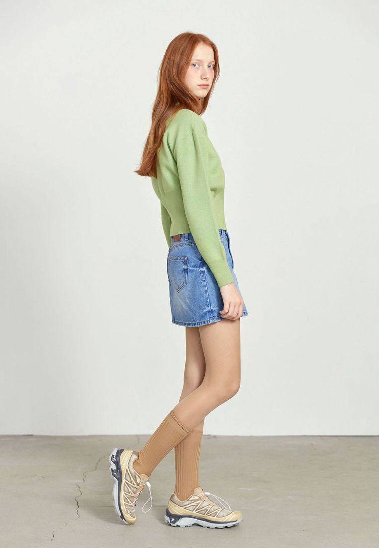 W Classic Logo Crop Knit Green