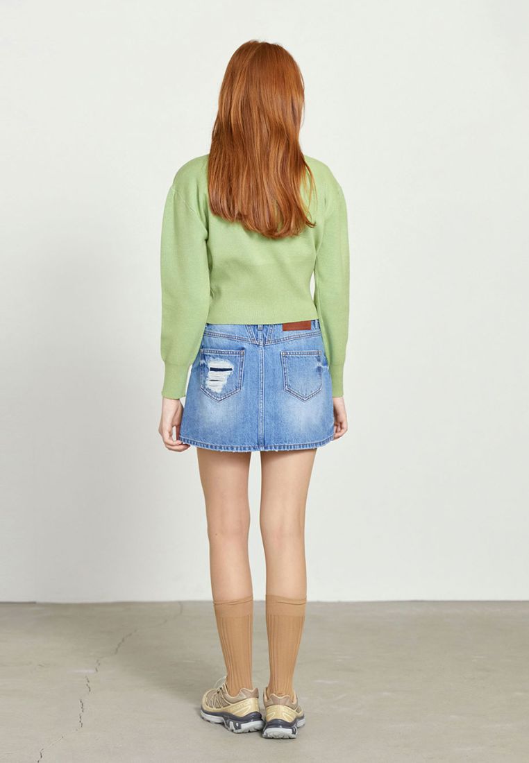 W Classic Logo Crop Knit Green