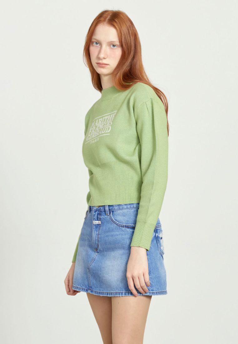 W Classic Logo Crop Knit Green