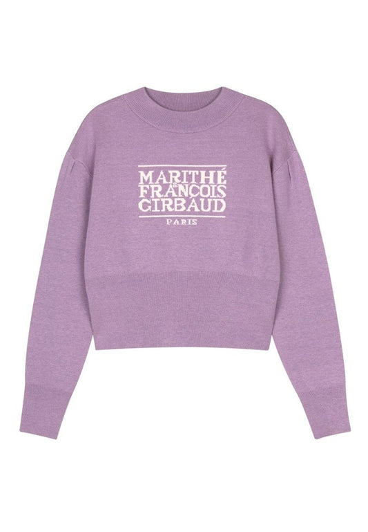 W Classic Logo Crop Knit Light Purple