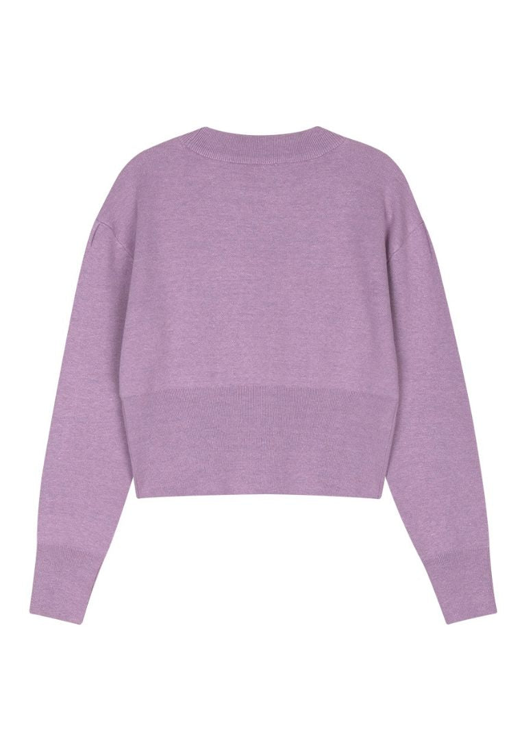 W Classic Logo Crop Knit Light Purple