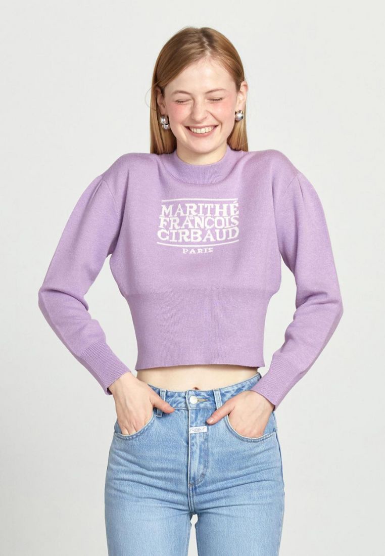 W Classic Logo Crop Knit Light Purple