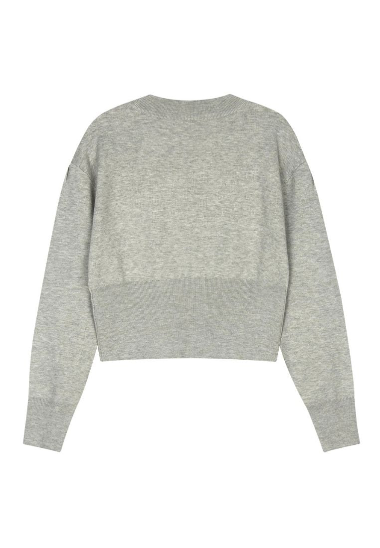 W Classic Logo Crop Knit Melange Gray
