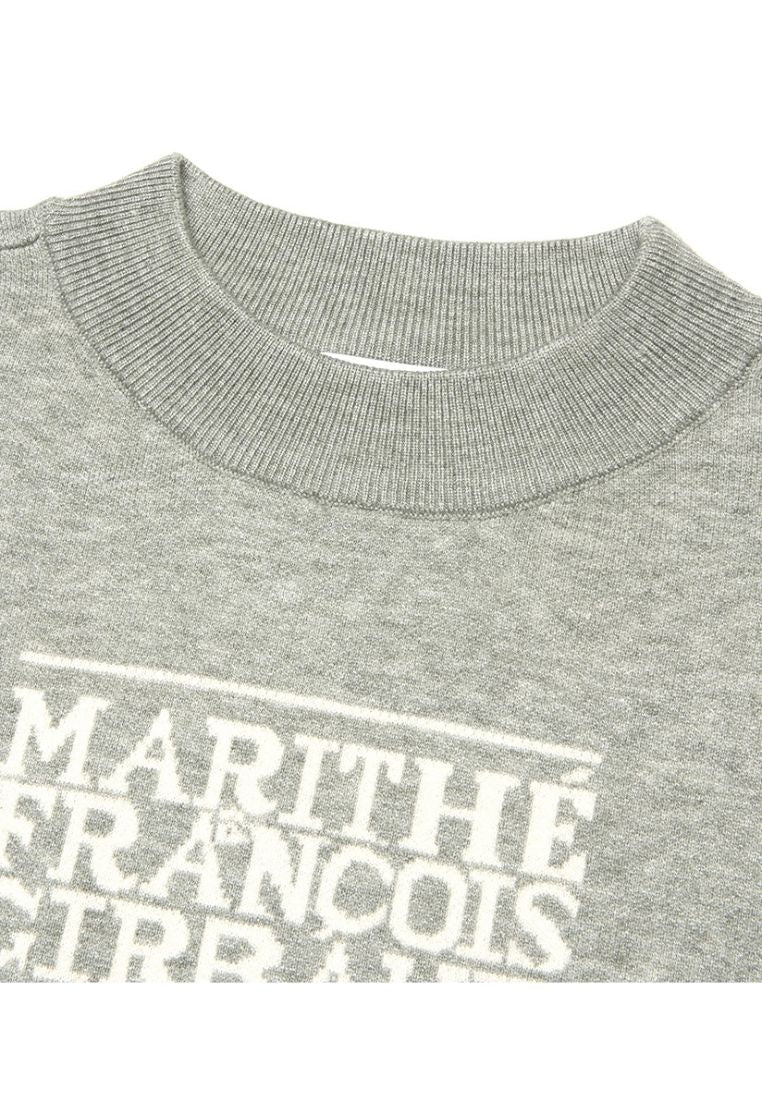W Classic Logo Crop Knit Melange Gray