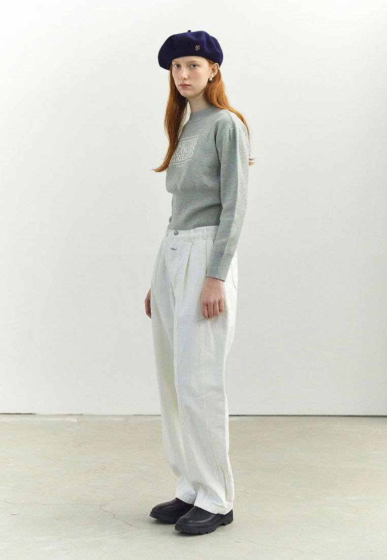 W Classic Logo Crop Knit Melange Gray