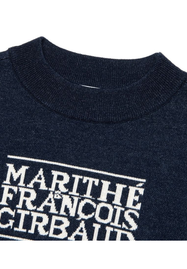W Classic Logo Crop Knit Navy
