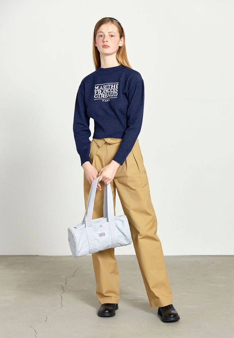 W Classic Logo Crop Knit Navy