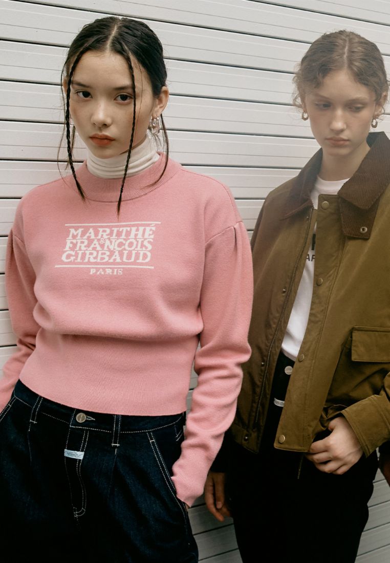 W Classic Logo Crop Knit Pink