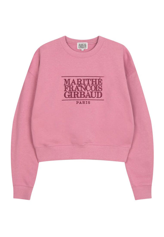 W Classic Logo Crop Sweatshirt Dark Pink