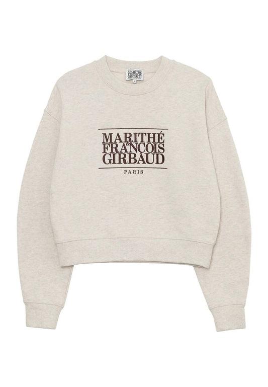 W Classic Logo Crop Sweatshirt Oatmeal