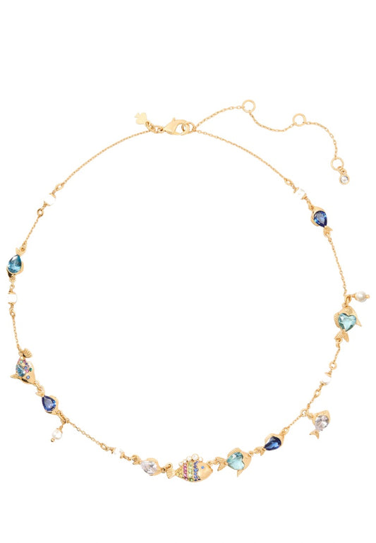 What A Catch Scatter Fish Necklace Blue Multi