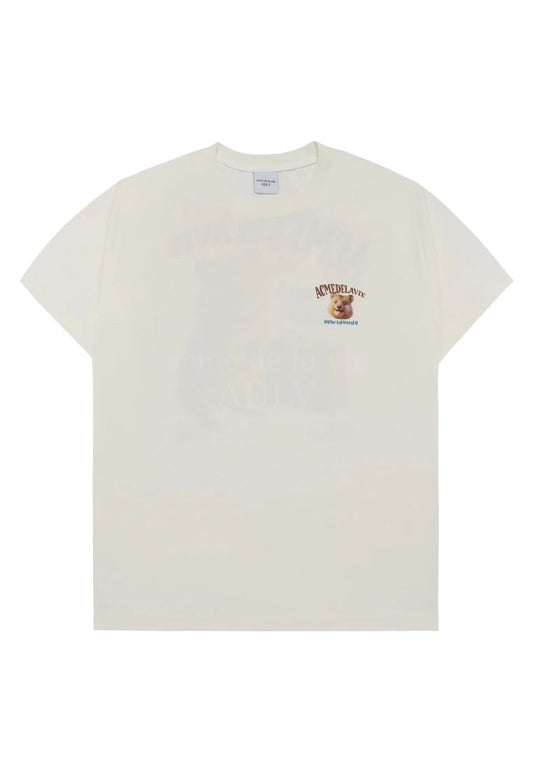 World Wide Travel Quokka Artwork Short Sleeve T-Shirt Cream