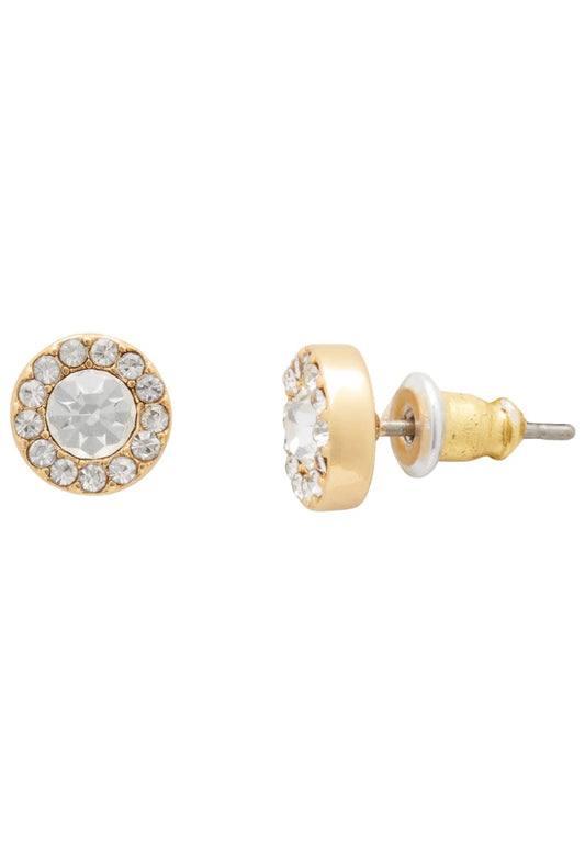 You're A Gem Pave Halo Studs Clear Gold
