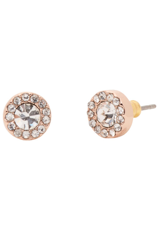 You're A Gem Pave Halo Studs Clear Rose Gold