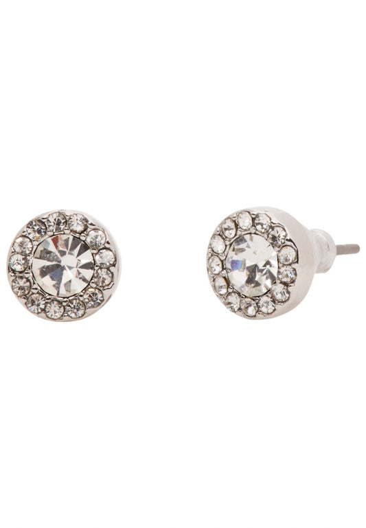 You're A Gem Pave Halo Studs Clear Silver