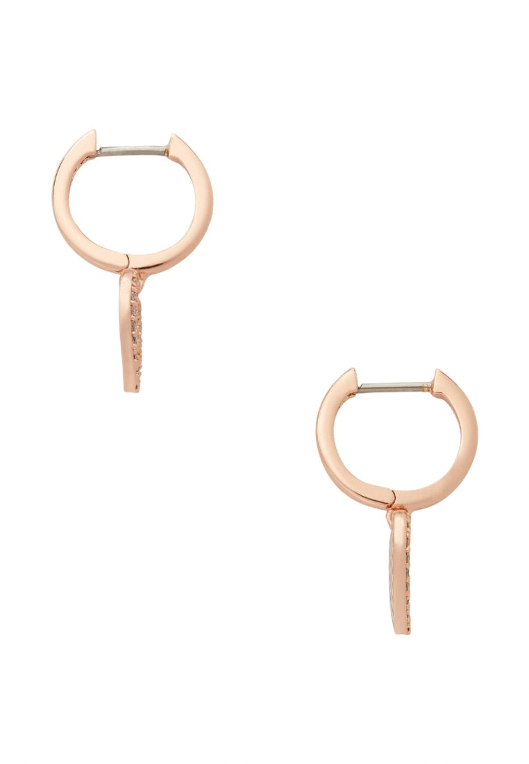 Yours Truly Pave Heart Drop Earrings Clear Rose Gold