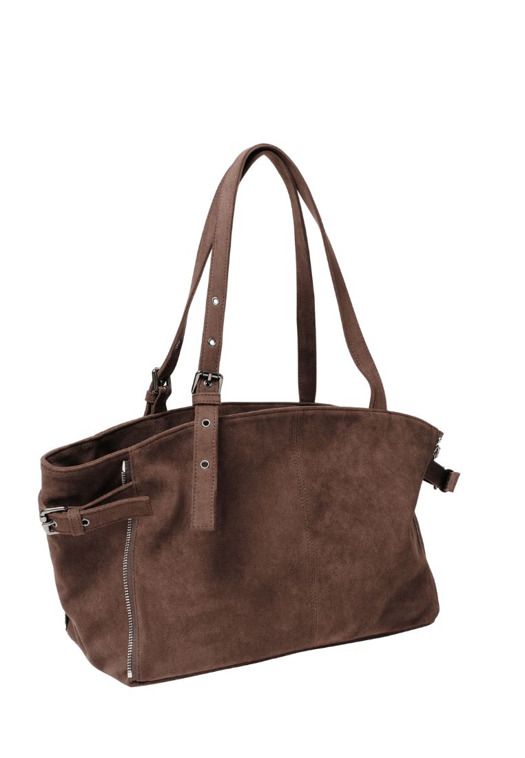 Zipper Shopper M Suede Brown