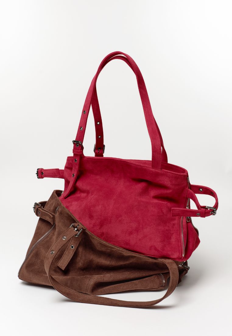 Zipper Shopper M Suede Red