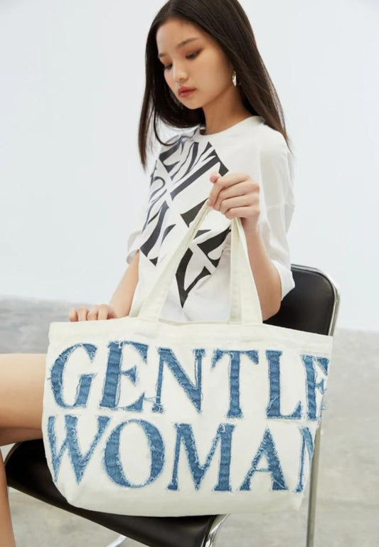 Denim Tote Bag White