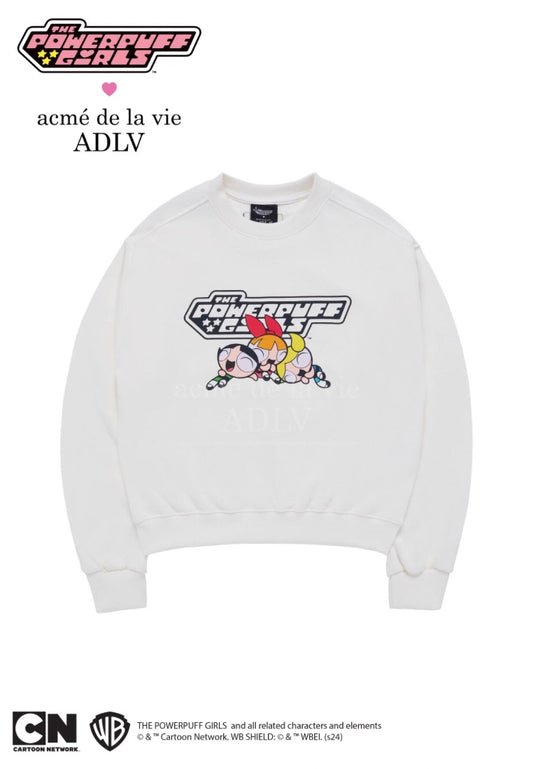The Powerpuff Girls x Acmedelavie Logo Crop Sweatshirt Cream
