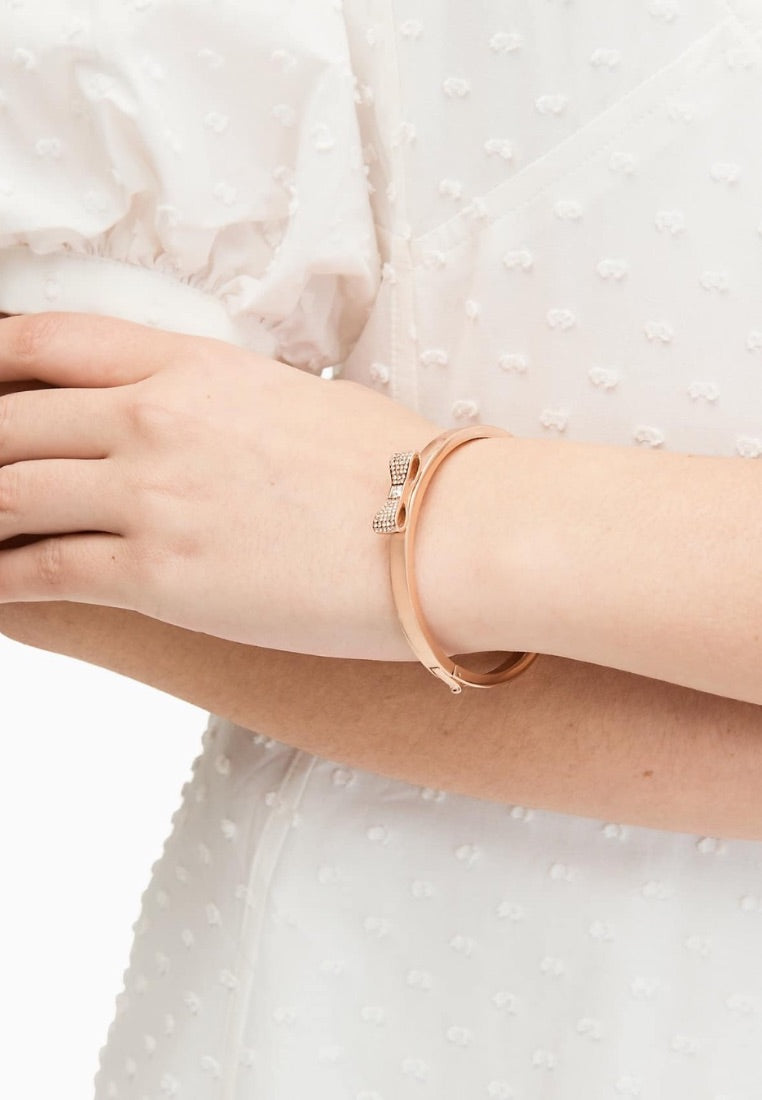 Ready Set Bow Pave Bow Bangle Clear Rose Gold
