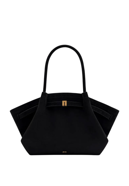 [DEFECT SALE 354] Hana Medium Faux Suede Tote Bag - Black
