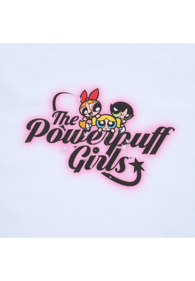 The Powerpuff Girls x Acmedelavie Gradient Curlylogo Crop T-Shirts White