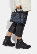 Mini Darcie Carryall In Signature Chambray Denim Multi
