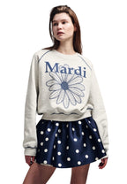 Sweatshirt Raglan FlowerMardi Oatmeal Blue