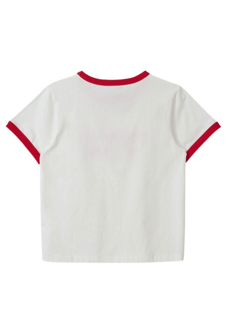 Maison De Rola Ringer T-Shirt White Red