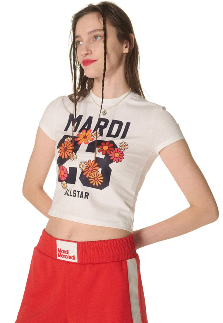 Cropped Tshirt Numero 23 White Navy