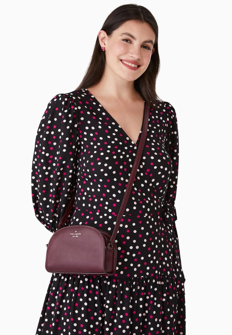 Perry Leather Dome Crossbody Deep Berry