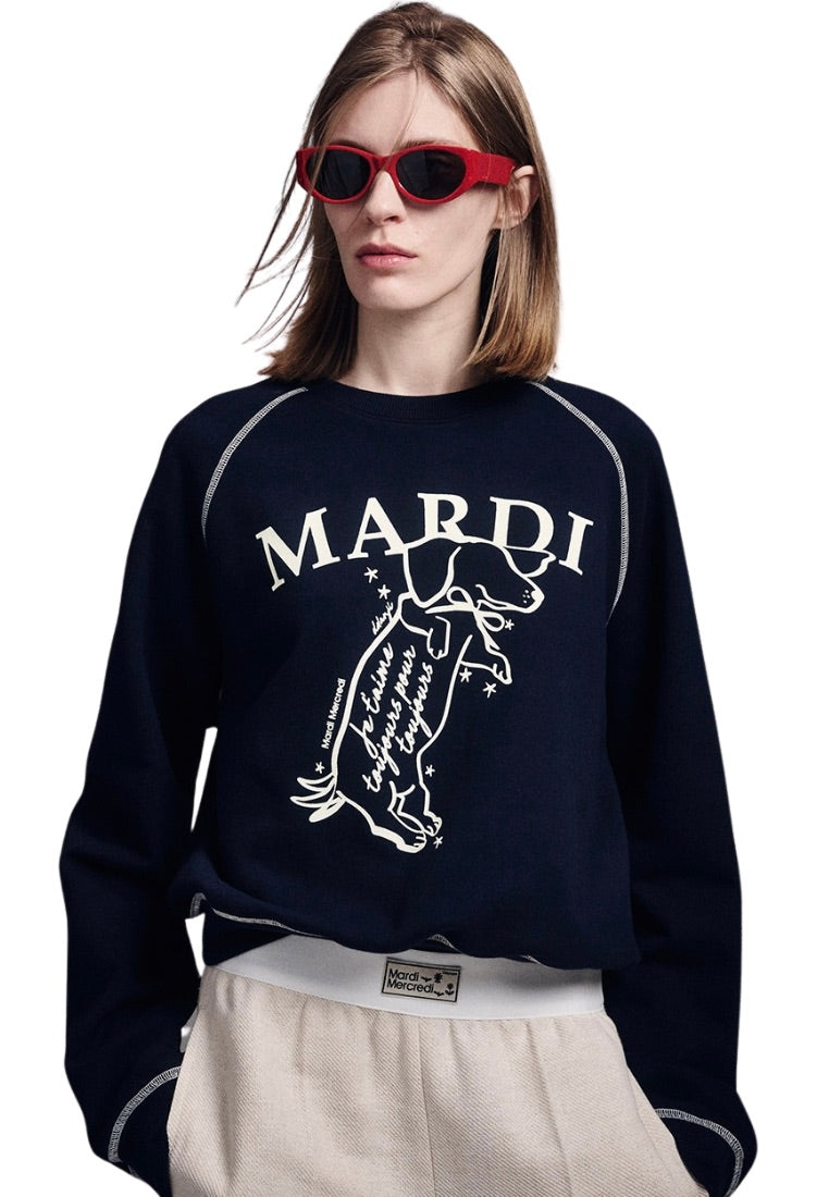 Sweatshirt Raglan Swing The Tail Ddanji Navy Cream