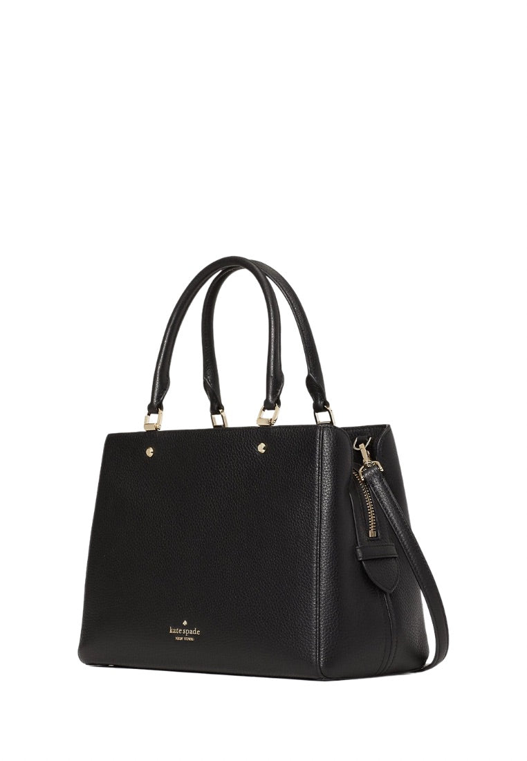 Leila Medium Triple Compartment Satchel Black