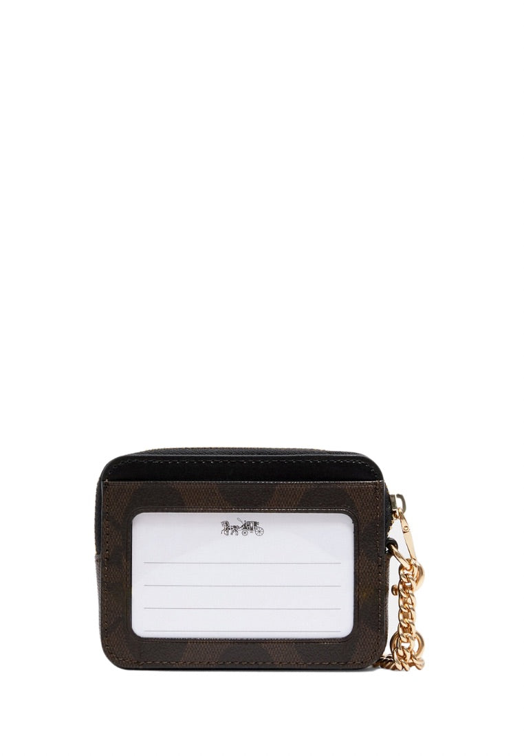 Zip Card Case In Signature Canvas Brown Black