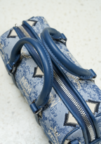Mini Boston Bag in Vintage Jacquard Monogram Blue