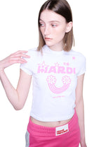 Cropped Tshirt Rainbow White Pink