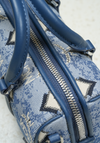 Mini Boston Bag in Vintage Jacquard Monogram Blue