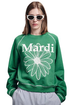 Sweatshirt Raglan FlowerMardi Green White