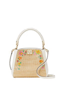 Phoebe Embroidered Straw Top Handle Satchel Meringue Multi